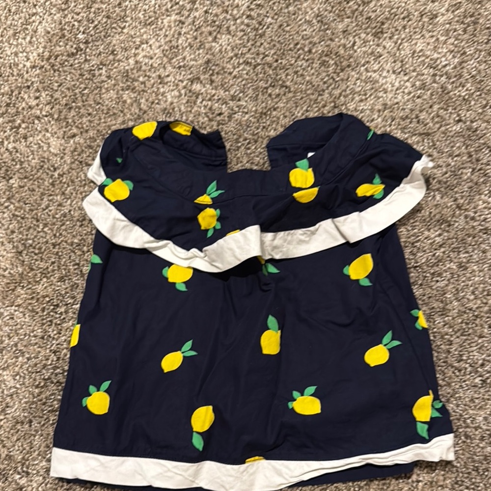 Janie and Jack Navy Lemon Print Top